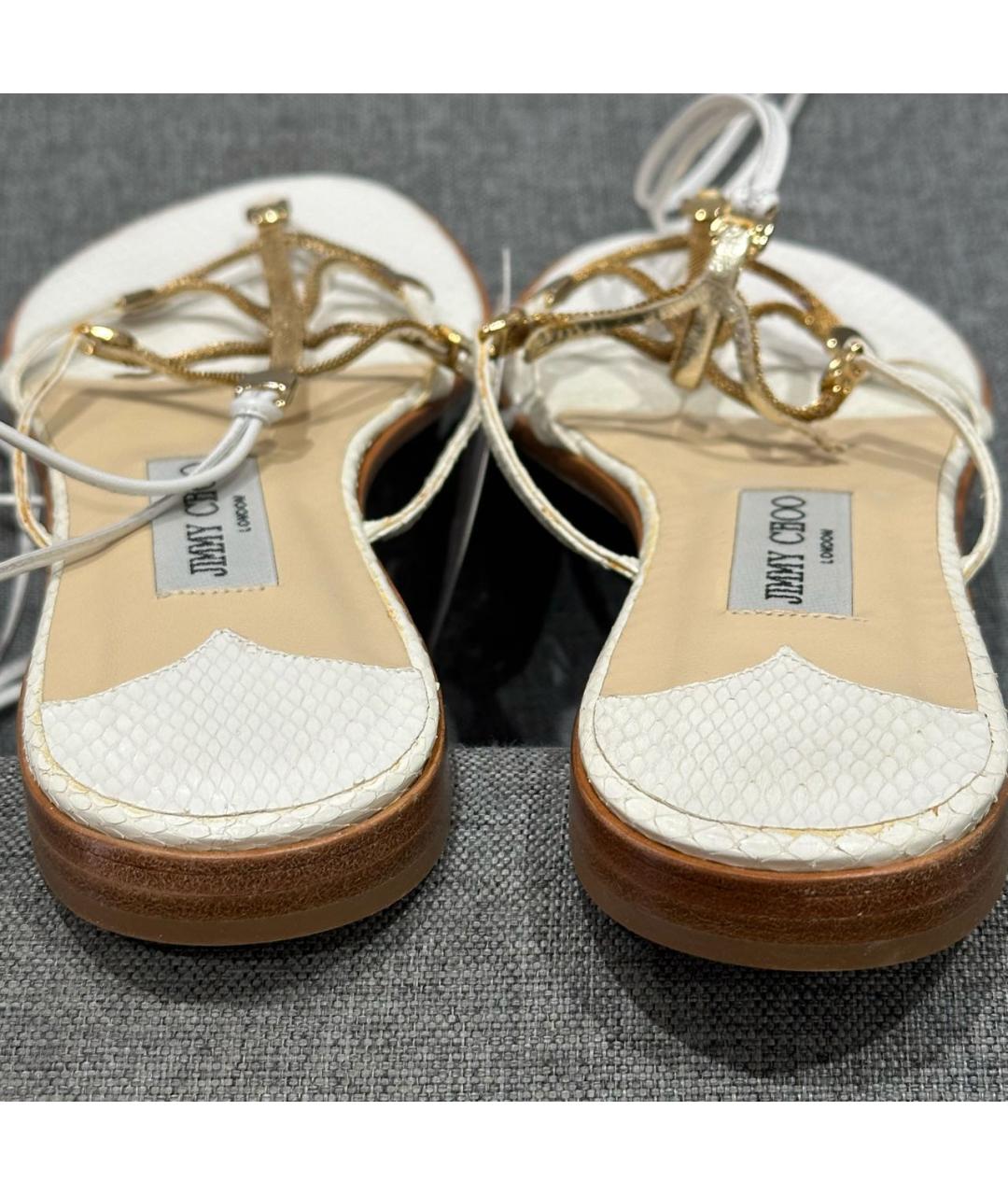 JIMMY CHOO Белые сандалии из экзотической кожи, фото 5