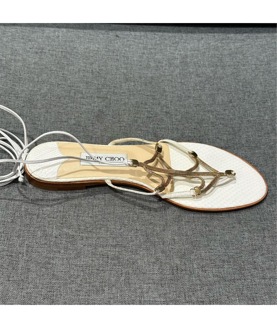 JIMMY CHOO Белые сандалии из экзотической кожи, фото 6