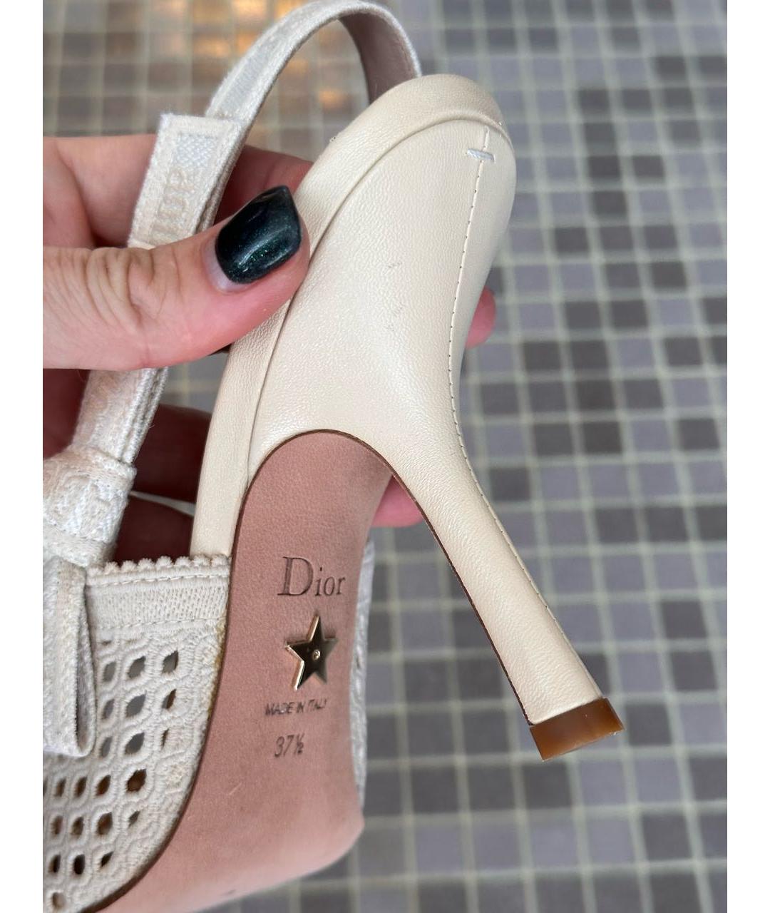 CHRISTIAN DIOR Бежевые текстильные туфли, фото 5