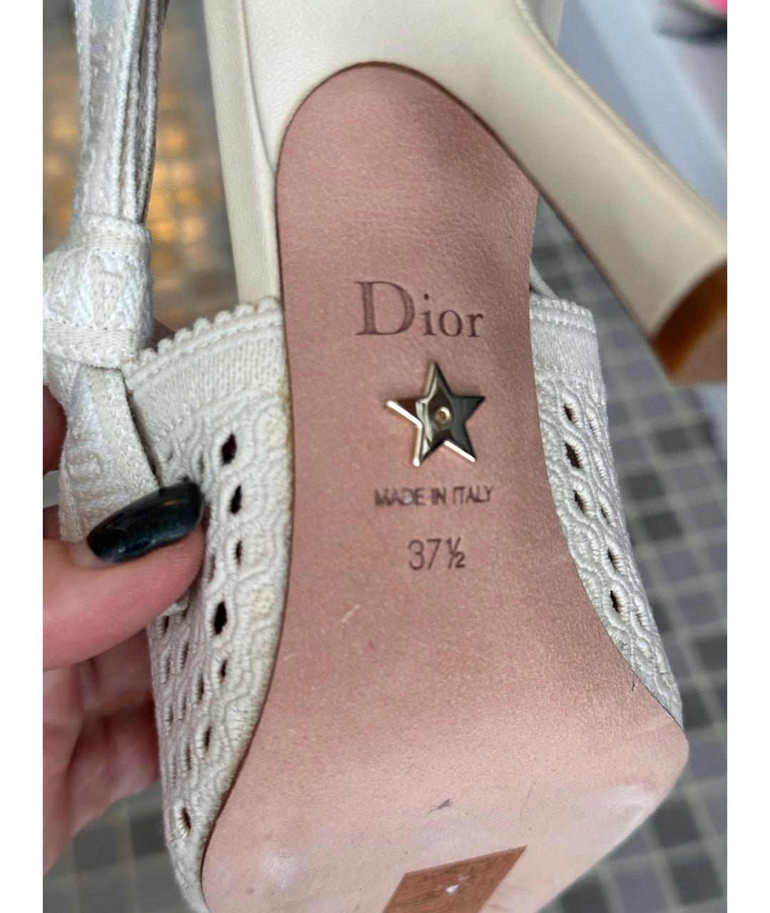 CHRISTIAN DIOR Бежевые текстильные туфли, фото 4
