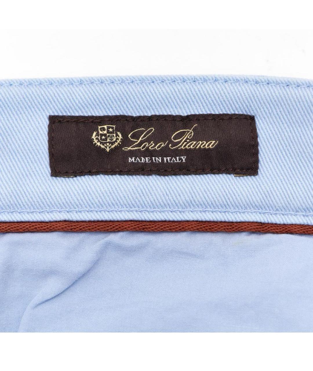 LORO PIANA Голубые хлопковые прямые джинсы, фото 3