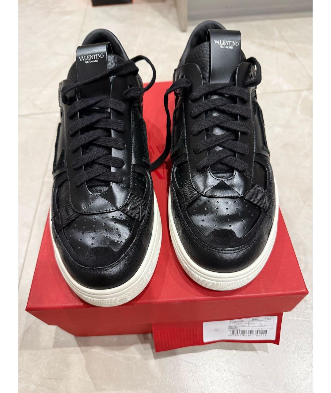RED VALENTINO Черные кожаные низкие кроссовки / кеды, фото 2