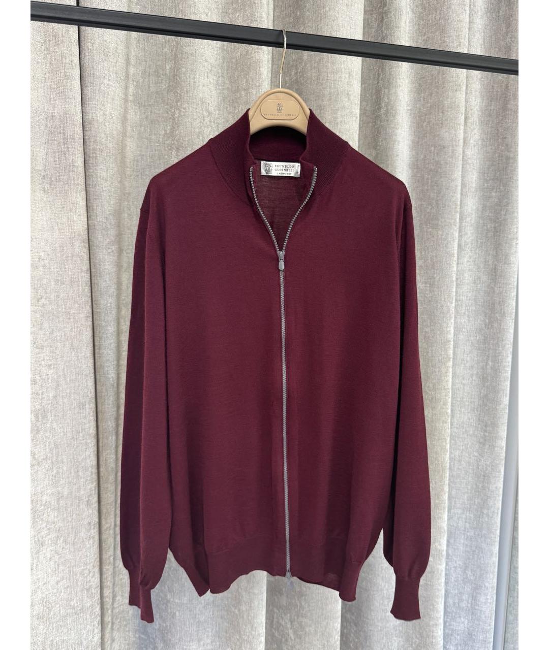 BRUNELLO CUCINELLI Бордовый шерстяной кардиган, фото 5