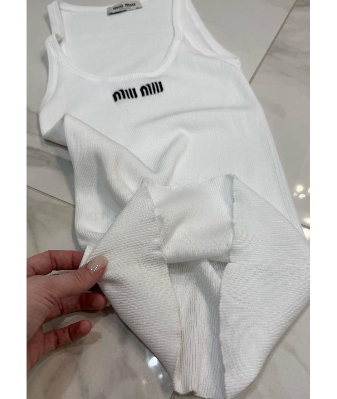 MIU MIU Белая хлопковая майка, фото 4