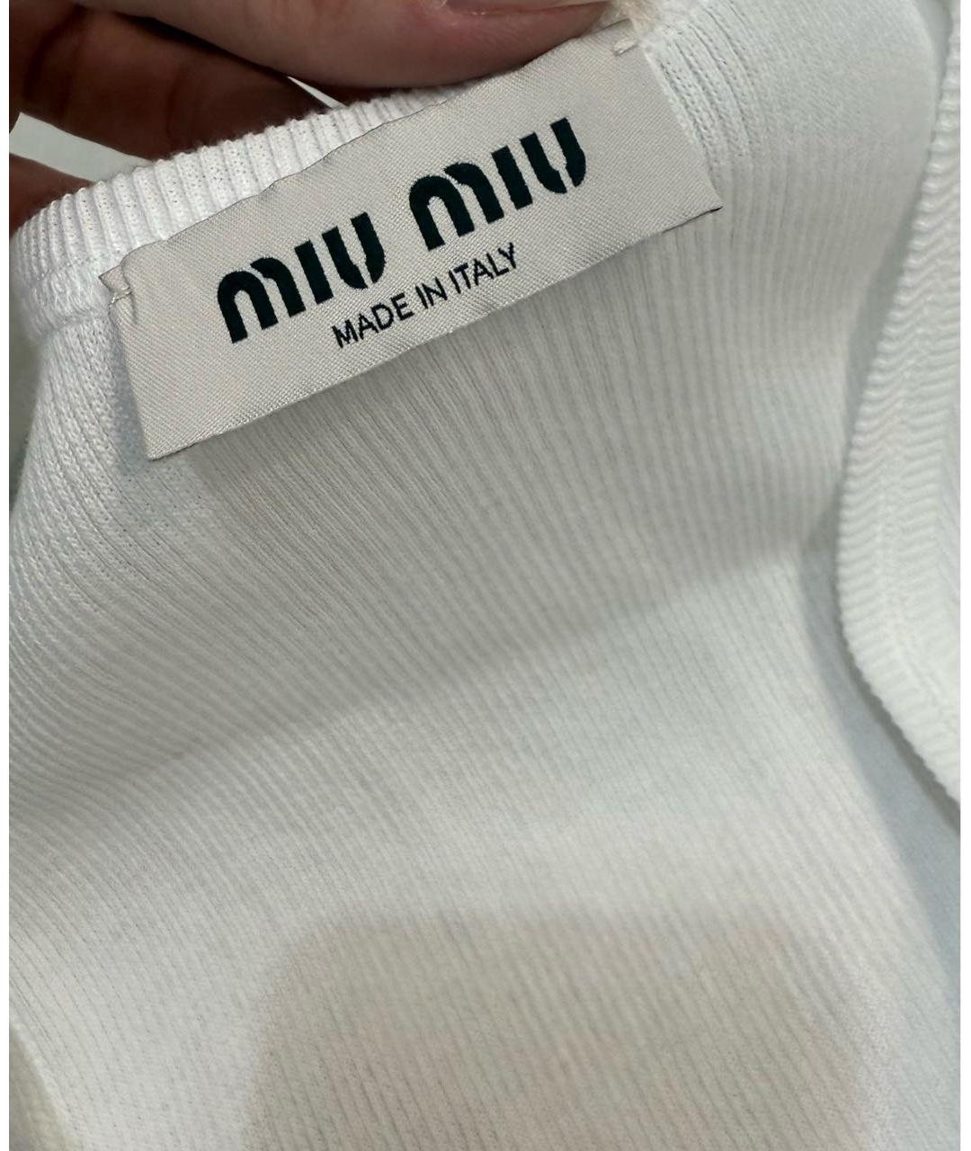 MIU MIU Белая хлопковая майка, фото 5