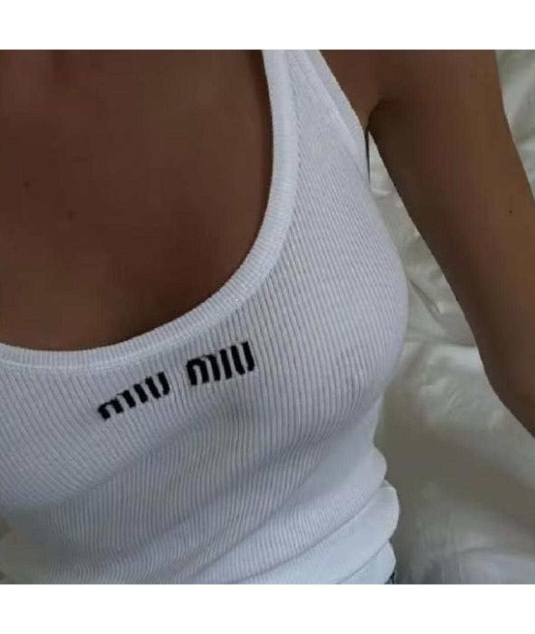 MIU MIU Белая хлопковая майка, фото 3