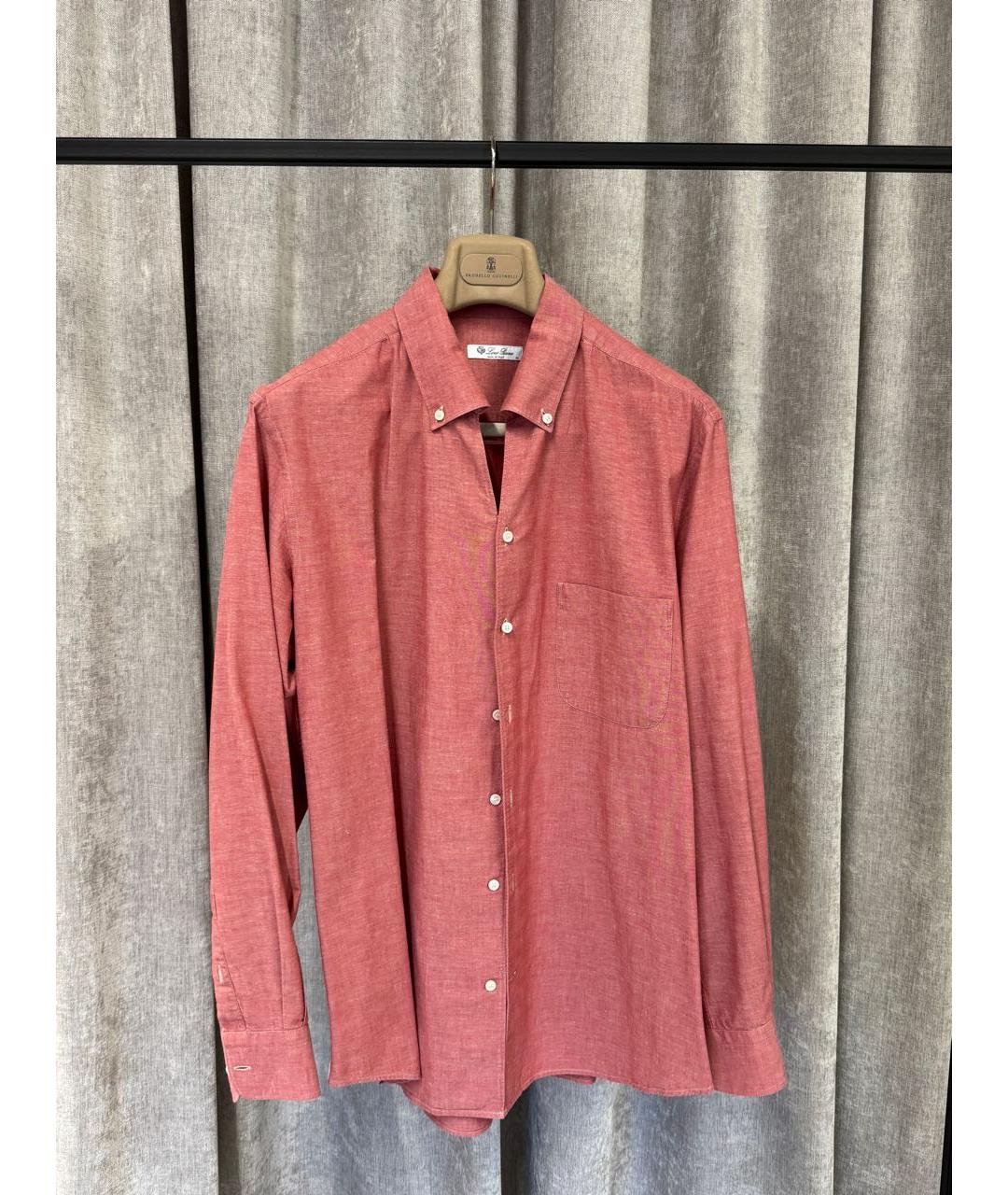 LORO PIANA Коралловая льняная кэжуал рубашка, фото 5