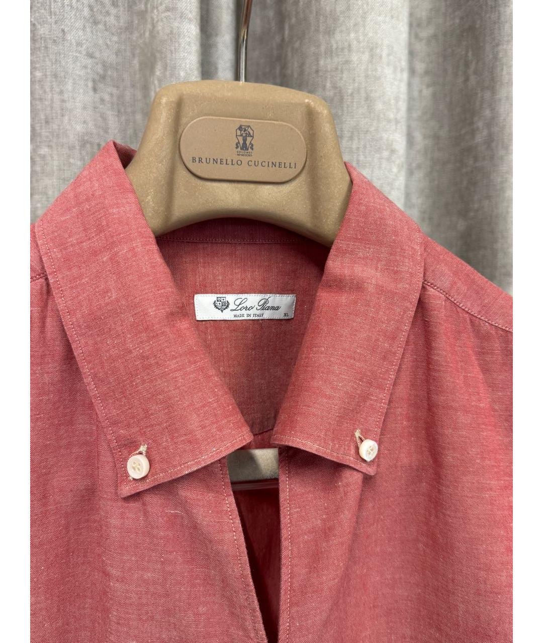 LORO PIANA Коралловая льняная кэжуал рубашка, фото 3