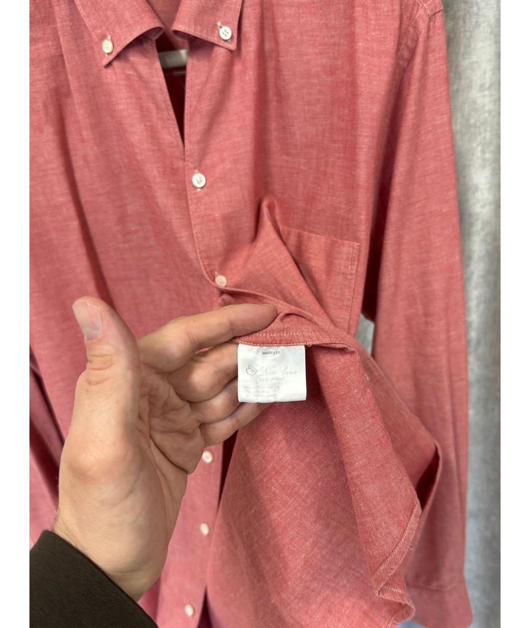 LORO PIANA Коралловая льняная кэжуал рубашка, фото 4