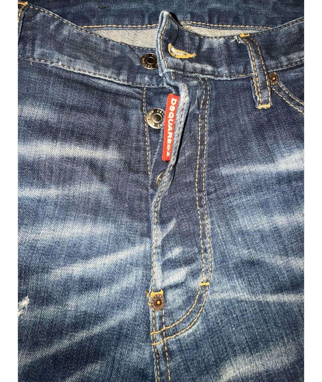 DSQUARED2 Синие хлопко-эластановые джинсы скинни, фото 4