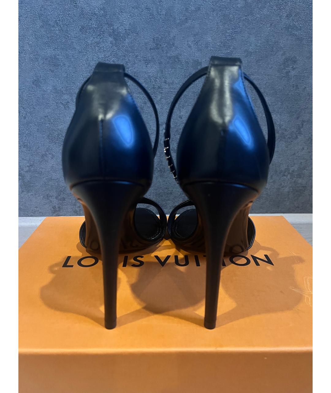 LOUIS VUITTON Черные кожаные босоножки, фото 4