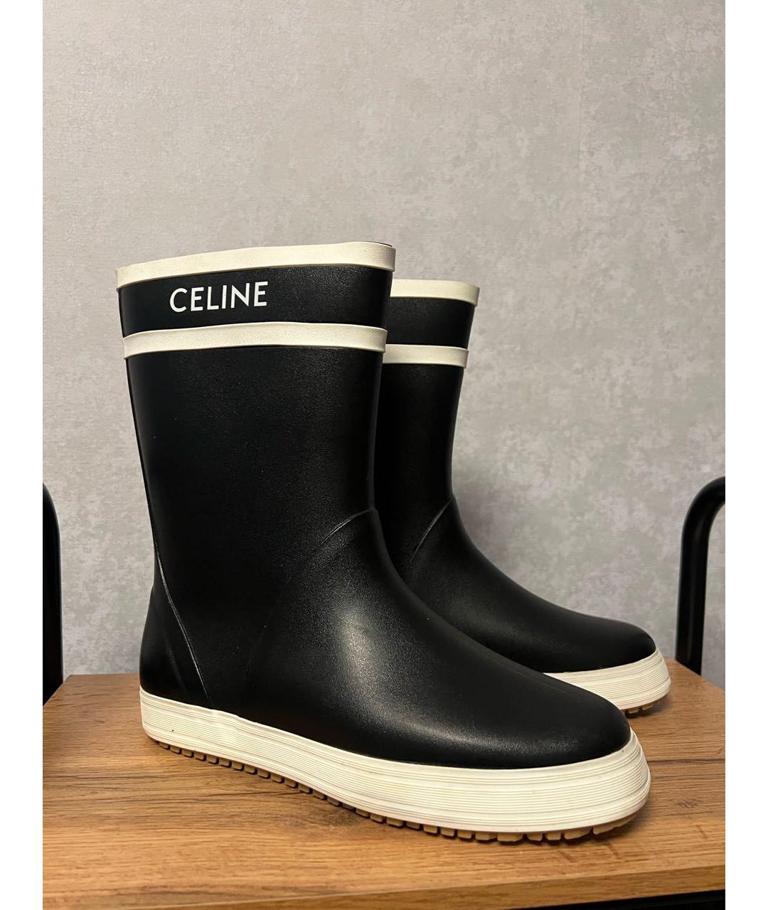 CELINE Черные резиновые сапоги, фото 2