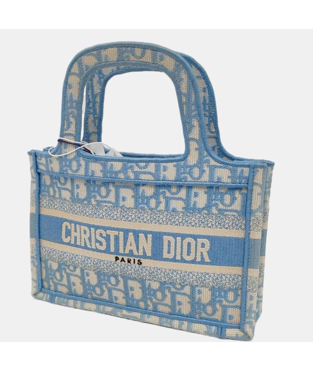CHRISTIAN DIOR Голубая жаккардовая сумка тоут, фото 2
