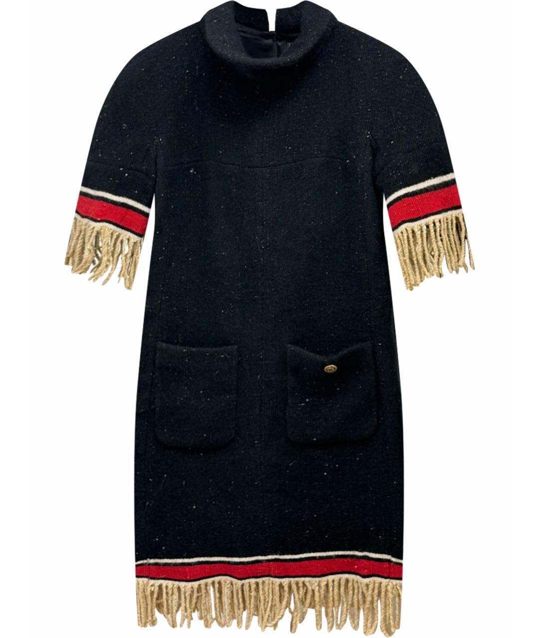 CHANEL Черное кашемировое повседневное платье, фото 1