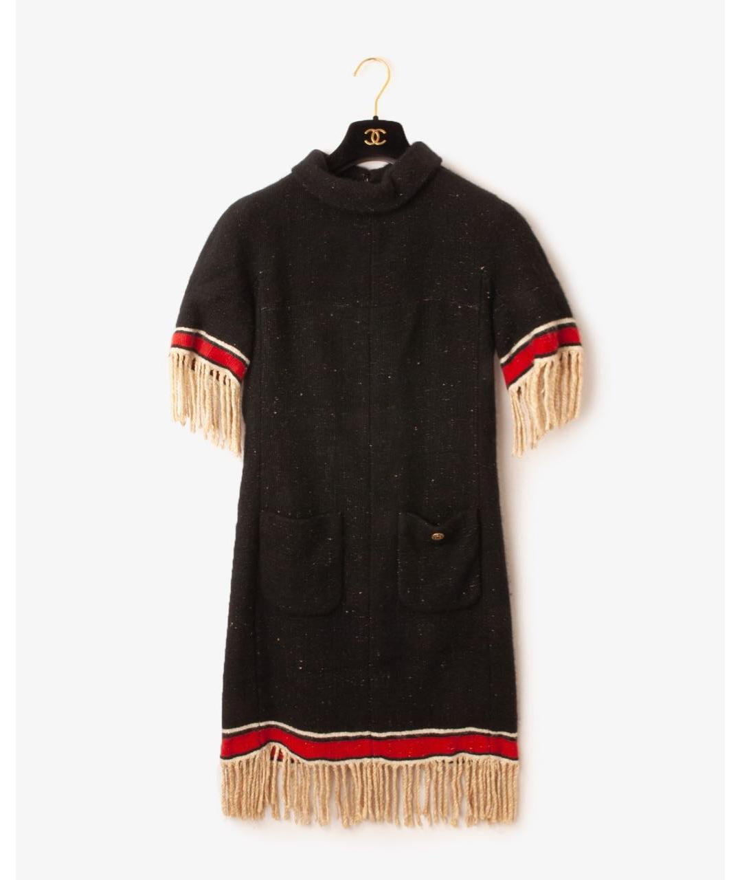 CHANEL Черное кашемировое повседневное платье, фото 8