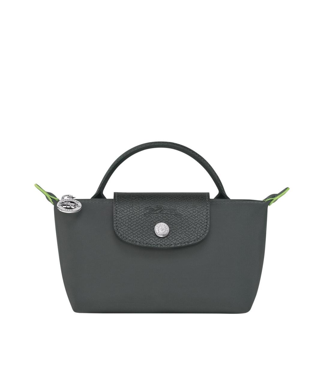 LONGCHAMP Антрацитовая кожаная сумка с короткими ручками, фото 1