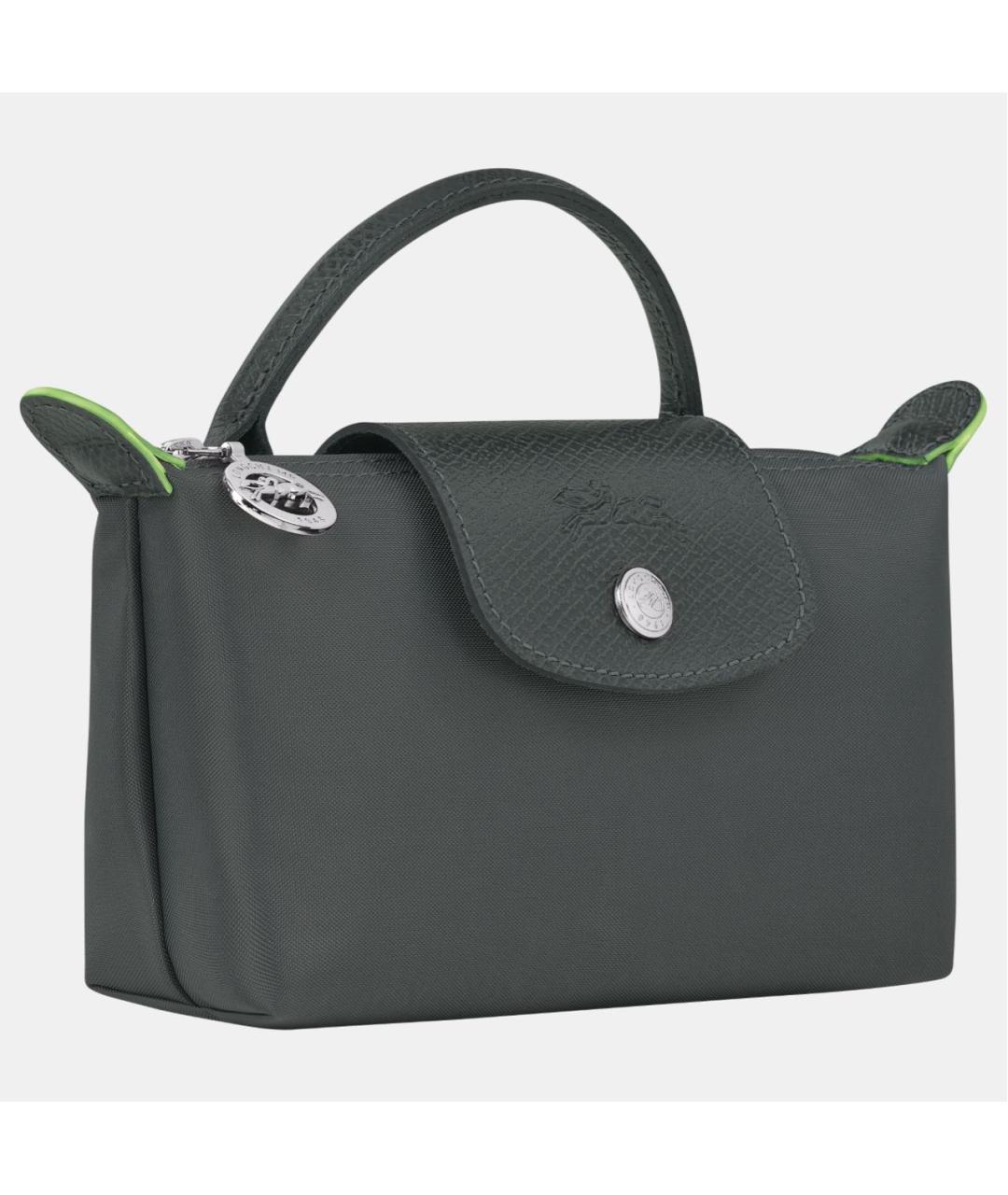 LONGCHAMP Антрацитовая кожаная сумка с короткими ручками, фото 7