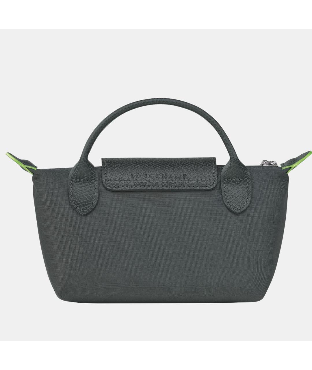 LONGCHAMP Антрацитовая кожаная сумка с короткими ручками, фото 6