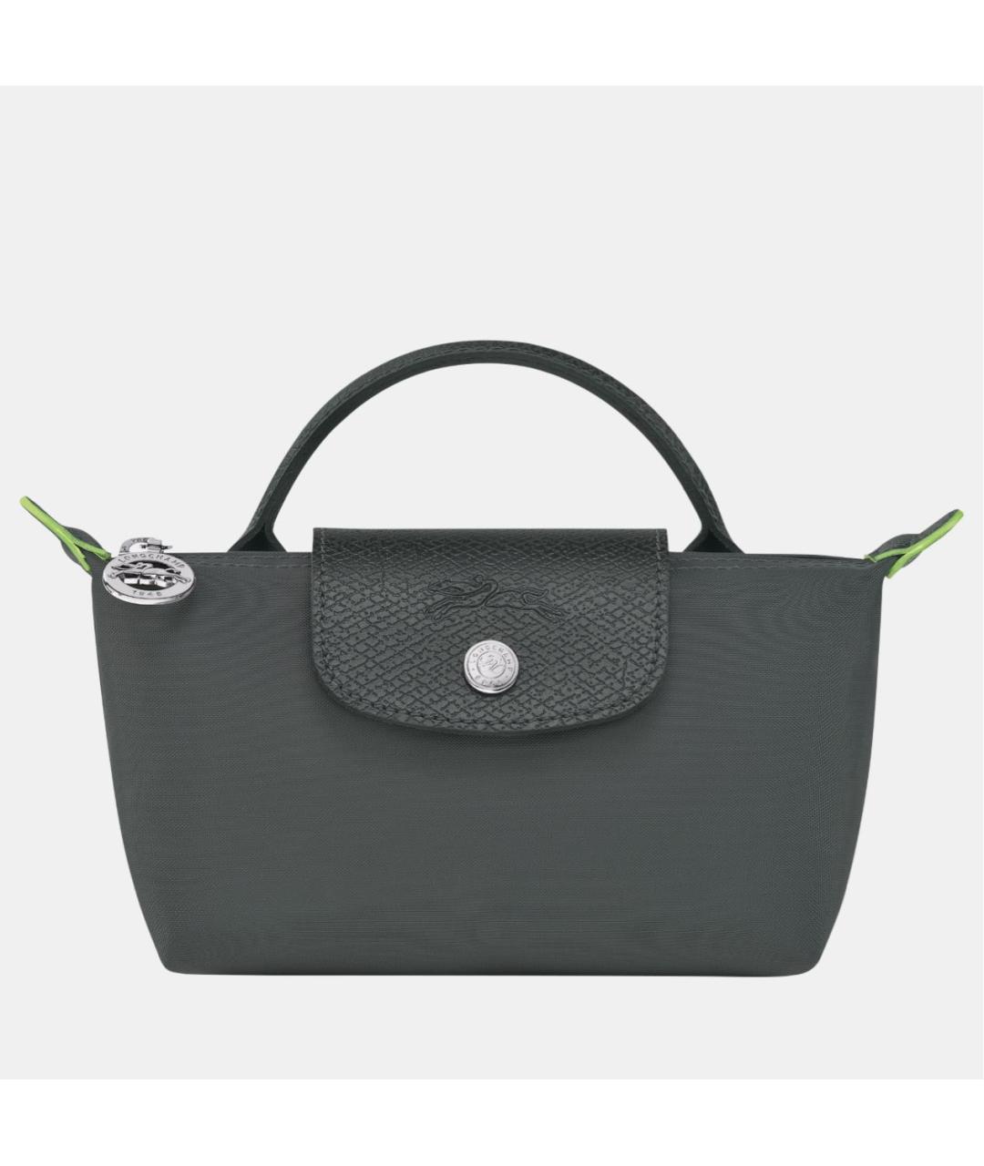 LONGCHAMP Антрацитовая кожаная сумка с короткими ручками, фото 4