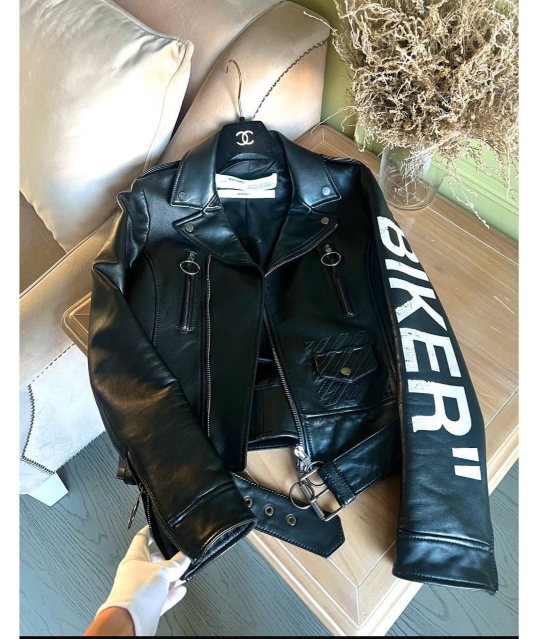 OFF-WHITE Черная кожаная куртка, фото 3