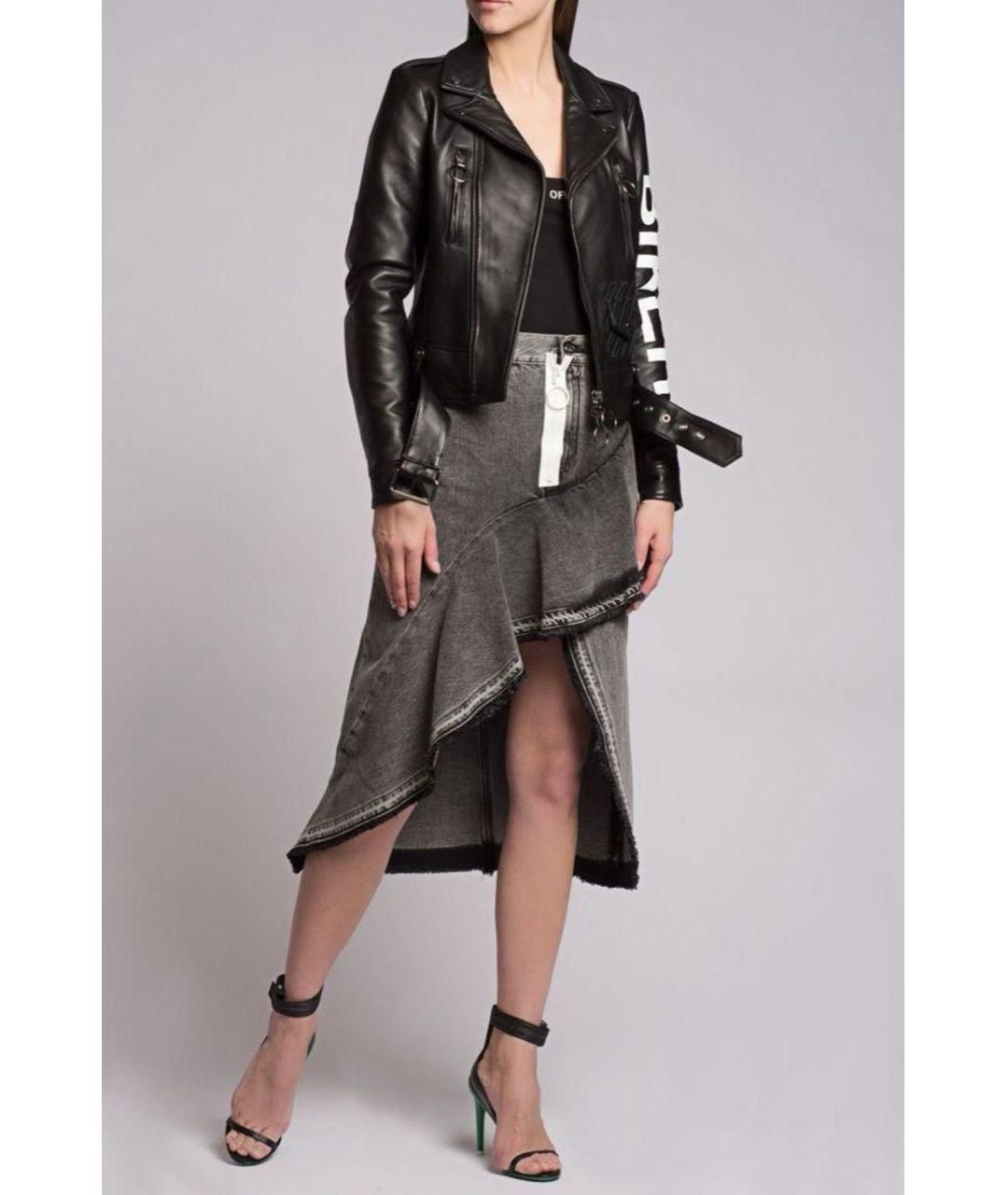 OFF-WHITE Черная кожаная куртка, фото 4