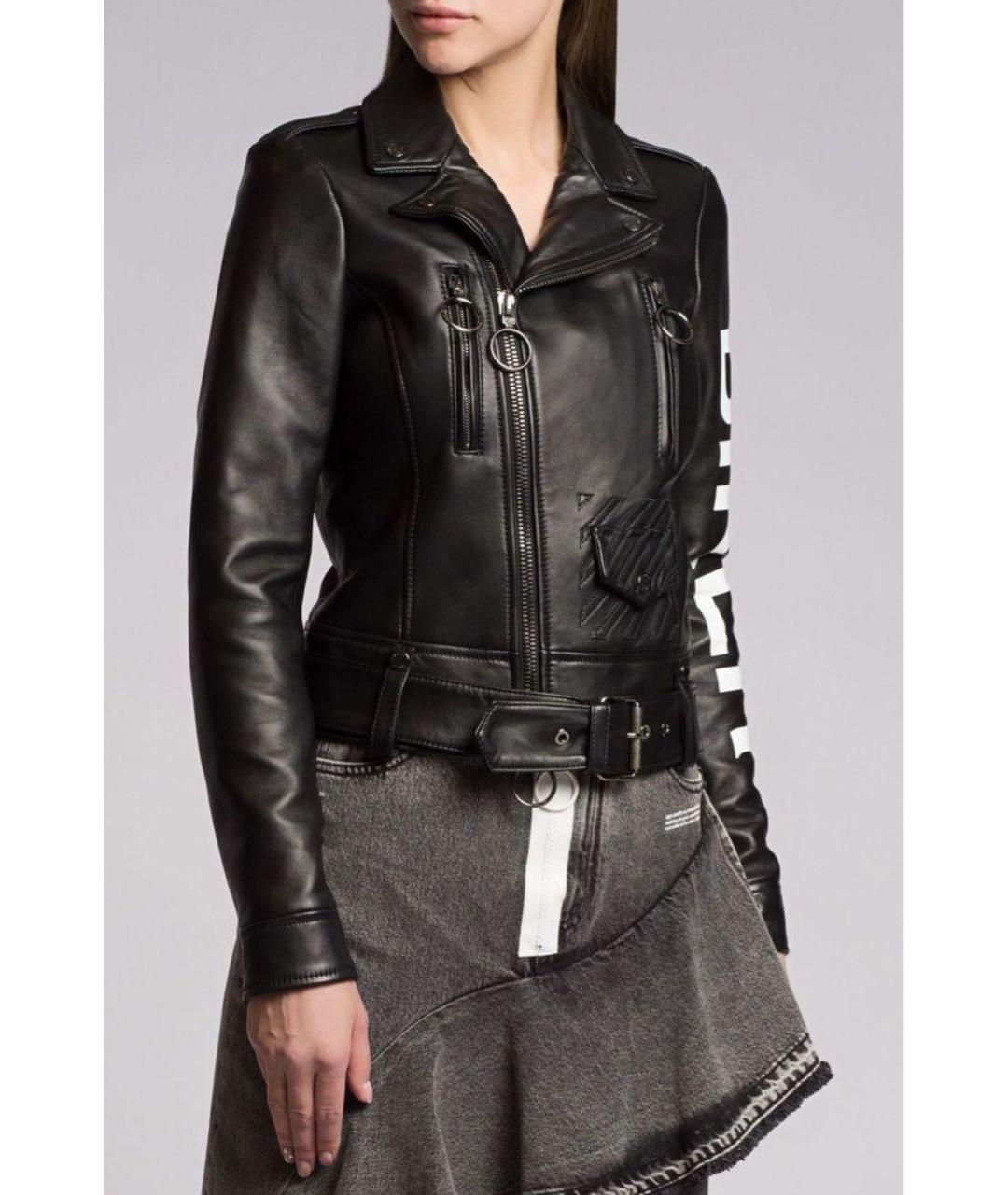 OFF-WHITE Черная кожаная куртка, фото 6