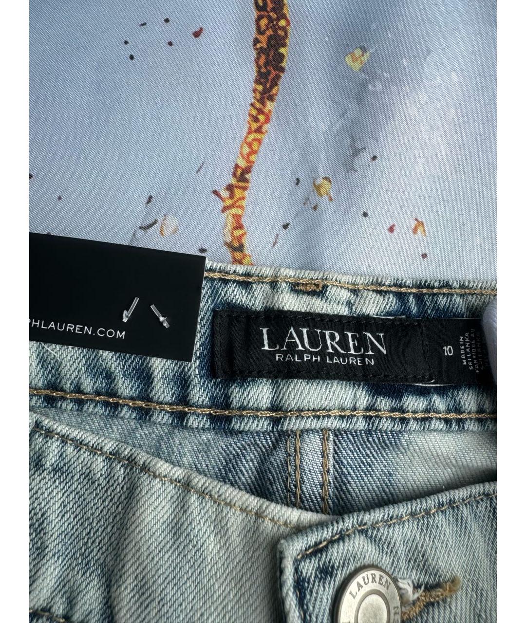 RALPH LAUREN Голубые хлопко-лиоцелловые прямые джинсы, фото 5