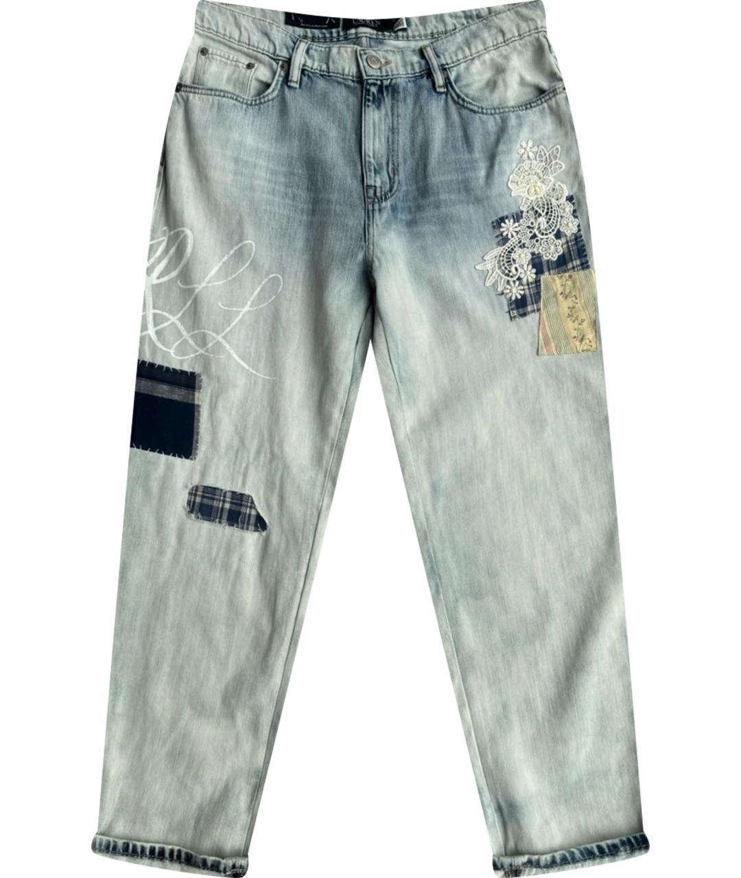 RALPH LAUREN Голубые хлопко-лиоцелловые прямые джинсы, фото 1