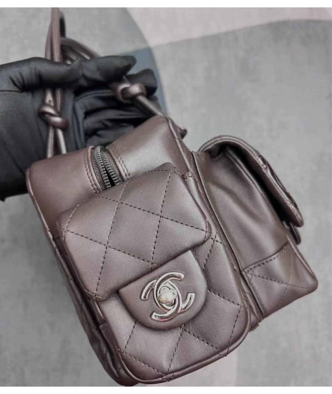 CHANEL Коричневая кожаная сумка через плечо, фото 4