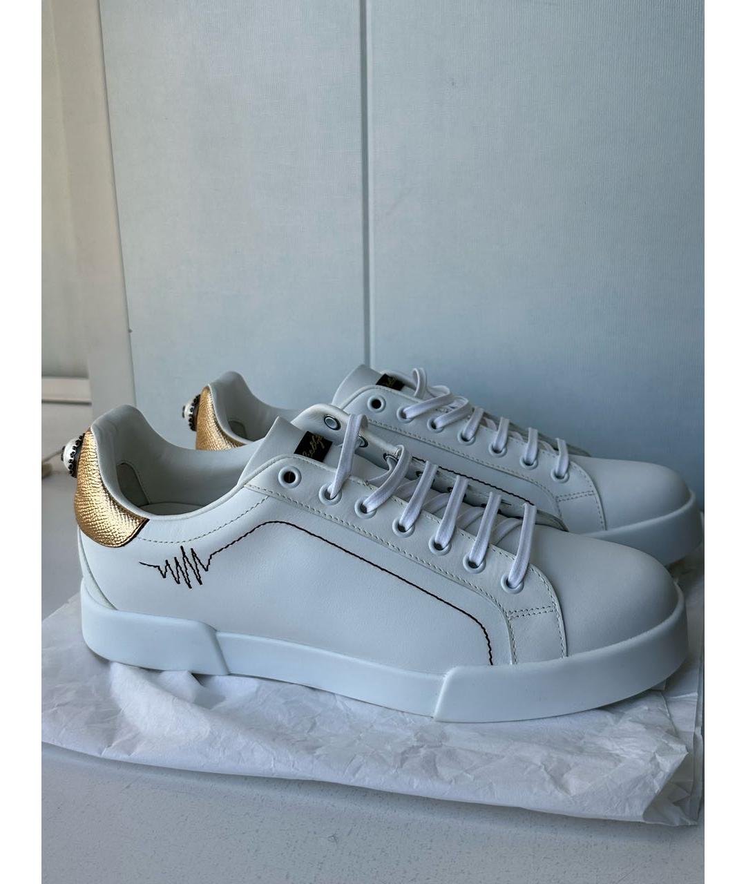 DOLCE&GABBANA Белые кожаные кеды, фото 5