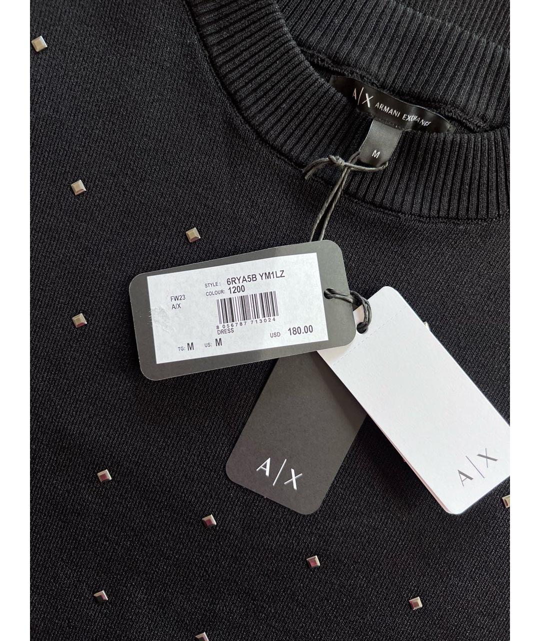 ARMANI EXCHANGE Черное вискозное повседневное платье, фото 2