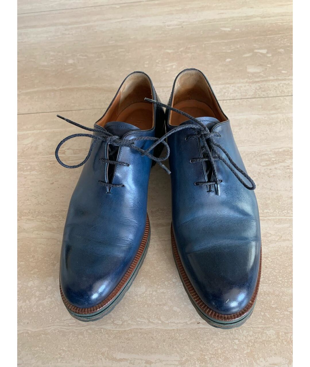 BERLUTI Синие кожаные туфли, фото 2