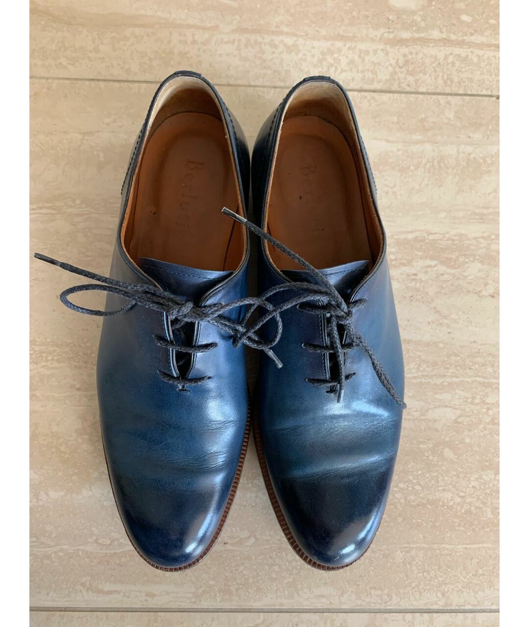 BERLUTI Синие кожаные туфли, фото 3