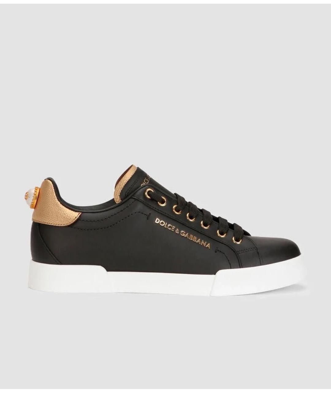 DOLCE&GABBANA Черные кожаные кеды, фото 5