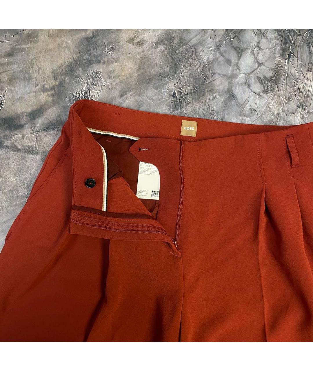 HUGO BOSS Красные синтетические брюки широкие, фото 4