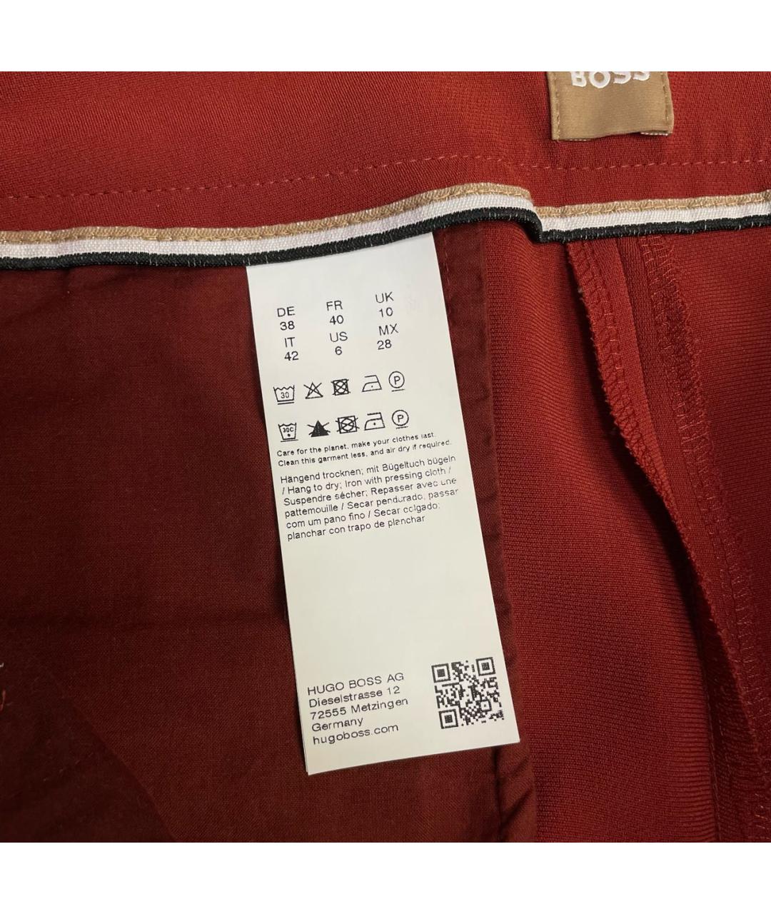 HUGO BOSS Красные синтетические брюки широкие, фото 6