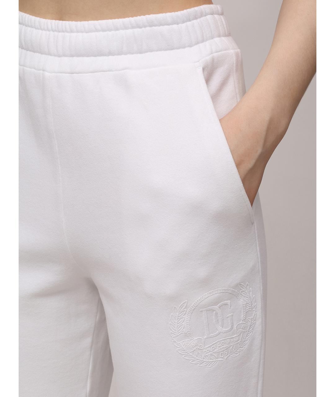 DOLCE&GABBANA Белые хлопковые прямые брюки, фото 4