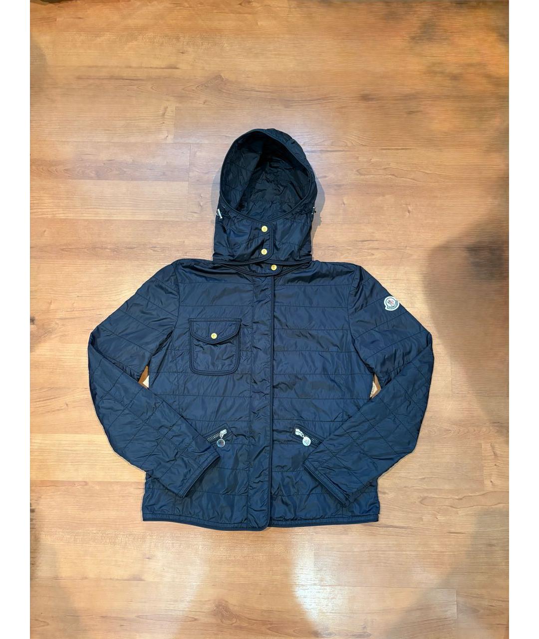 MONCLER Темно-синяя хлопко-эластановая куртка, фото 9
