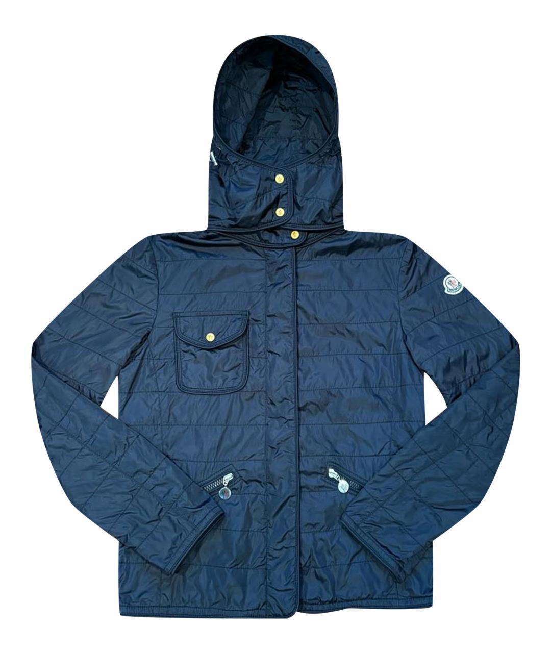 MONCLER Темно-синяя хлопко-эластановая куртка, фото 1