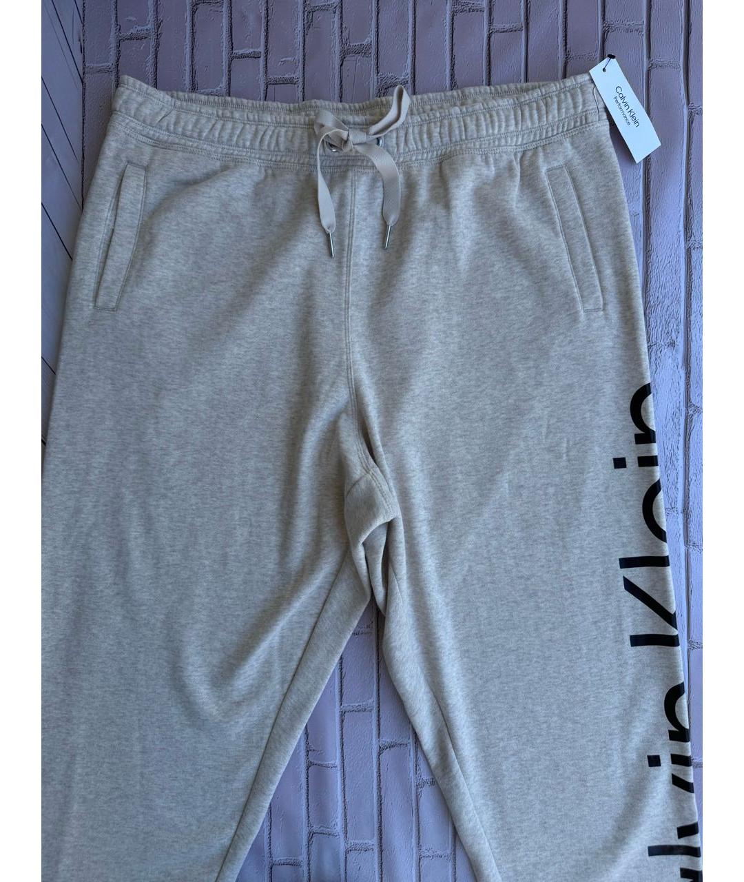 CALVIN KLEIN Бежевые хлопковые спортивные брюки и шорты, фото 2