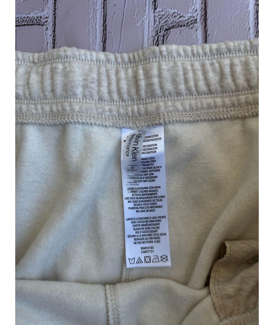 CALVIN KLEIN Бежевые хлопковые спортивные брюки и шорты, фото 6