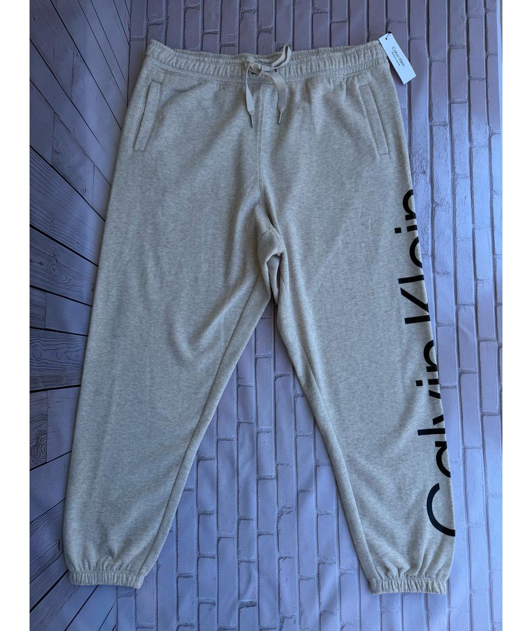 CALVIN KLEIN Бежевые хлопковые спортивные брюки и шорты, фото 8