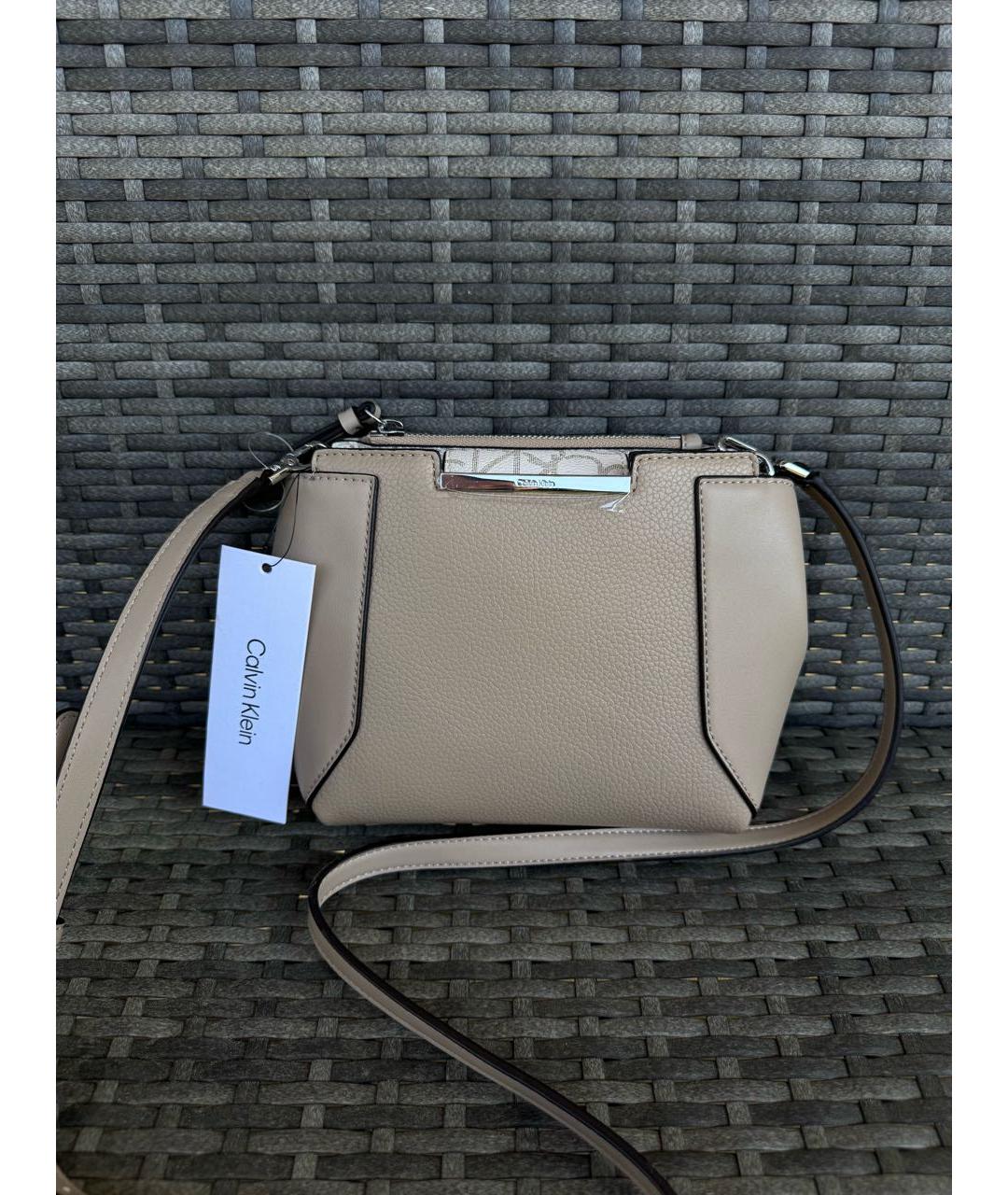 CALVIN KLEIN Бежевая сумка через плечо из искусственной кожи, фото 2