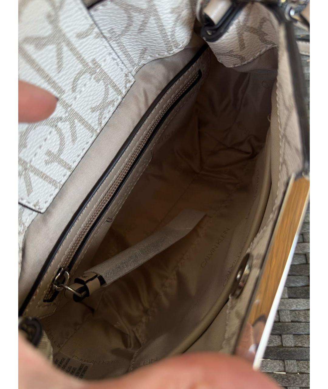 CALVIN KLEIN Бежевая сумка через плечо из искусственной кожи, фото 7