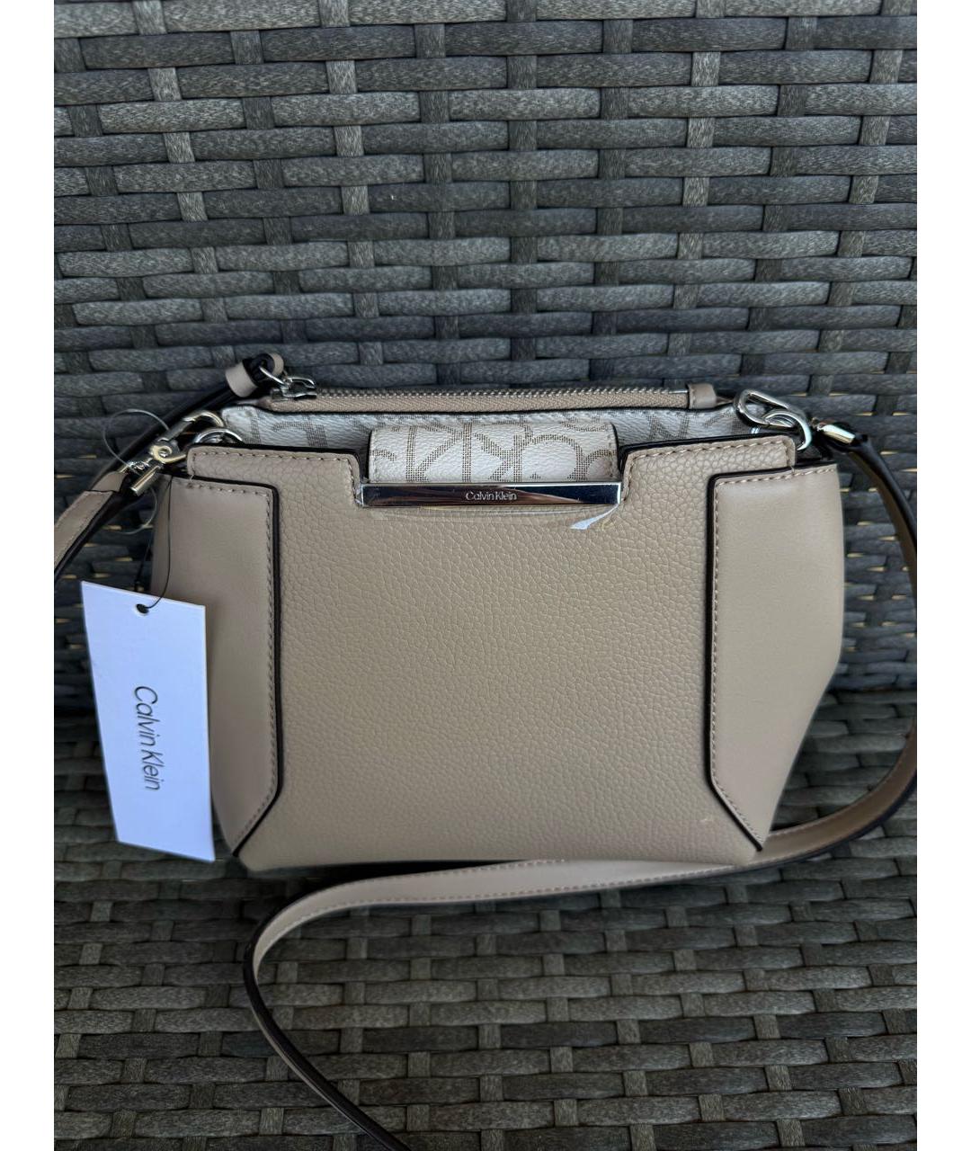 CALVIN KLEIN Бежевая сумка через плечо из искусственной кожи, фото 3