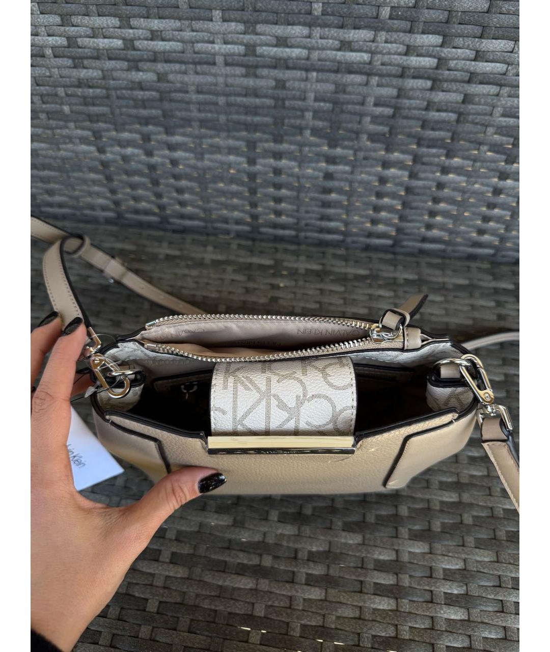 CALVIN KLEIN Бежевая сумка через плечо из искусственной кожи, фото 6