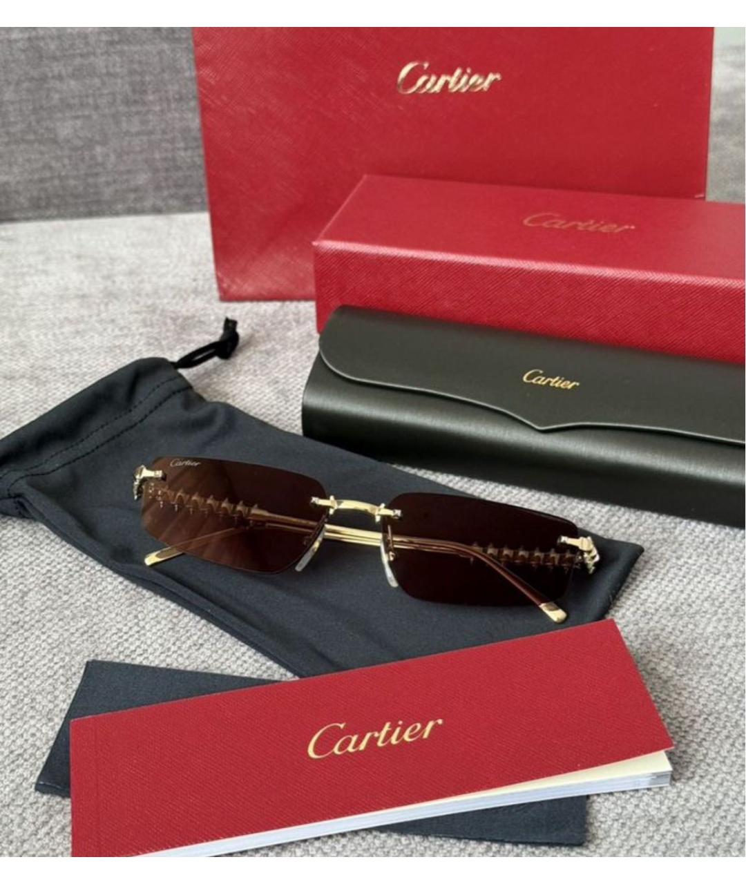 CARTIER Золотые металлические солнцезащитные очки, фото 2