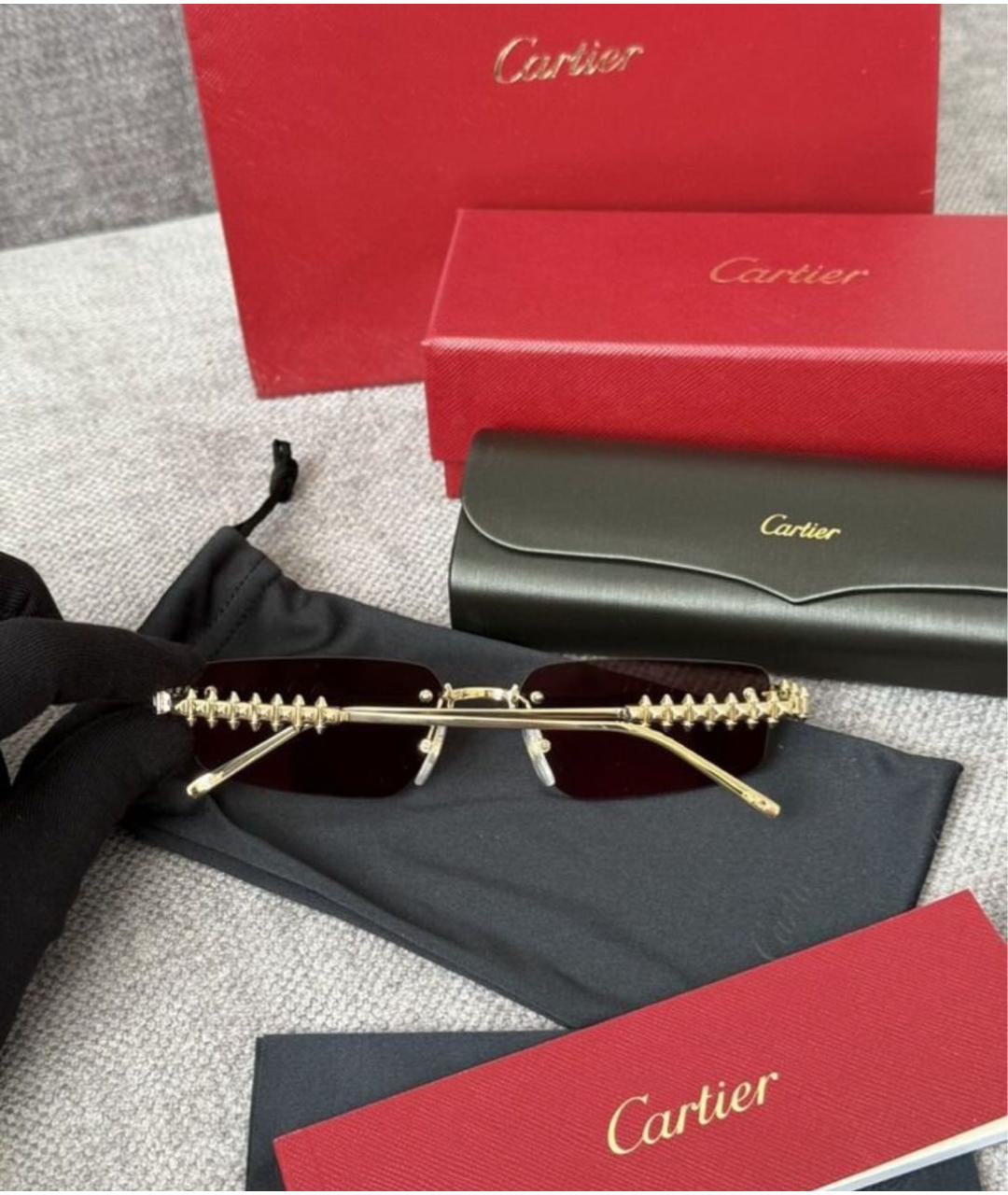 CARTIER Золотые металлические солнцезащитные очки, фото 3