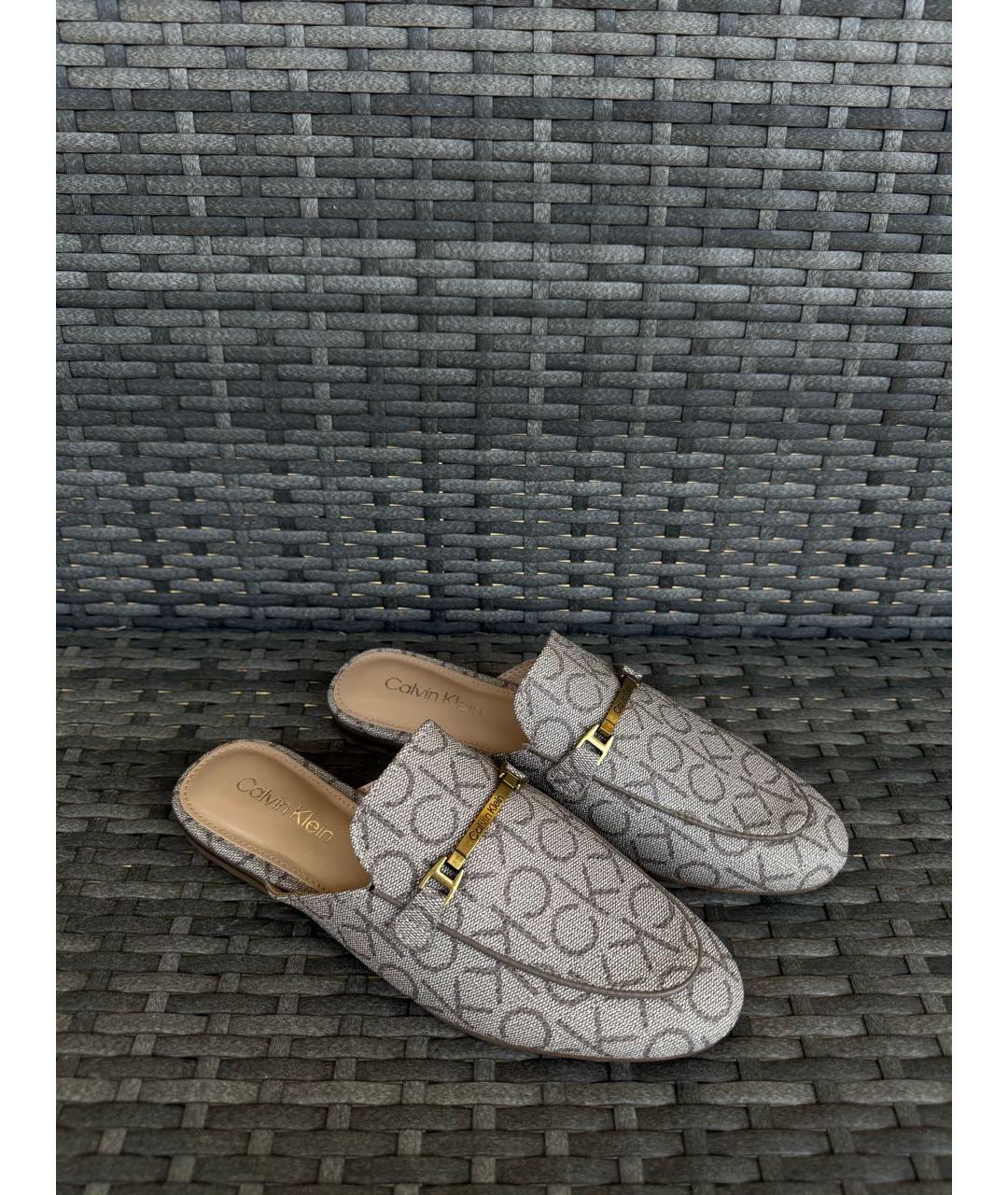 CALVIN KLEIN Бежевые мюли из искусственной кожи, фото 2
