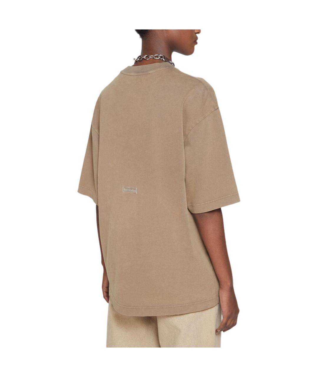 ACNE STUDIOS Коричневая хлопковая футболка, фото 3